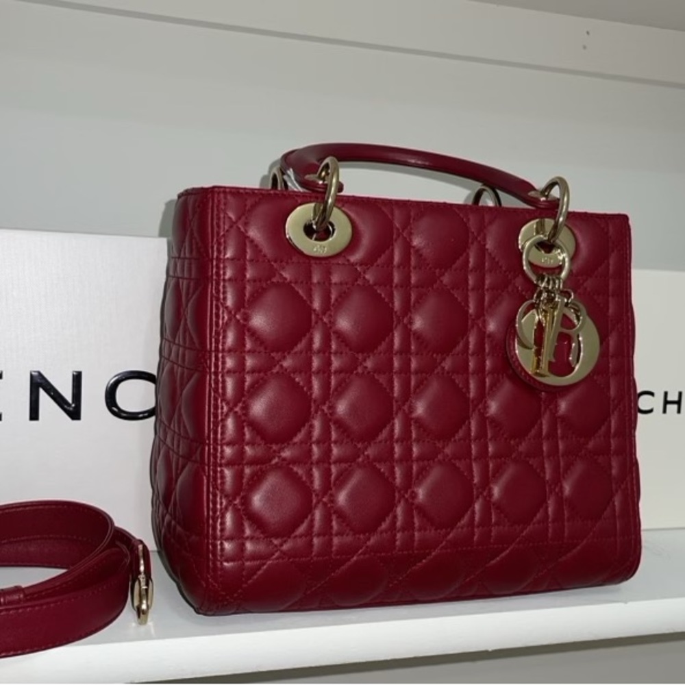 Brand new Lady Dior medium red with gold hardware